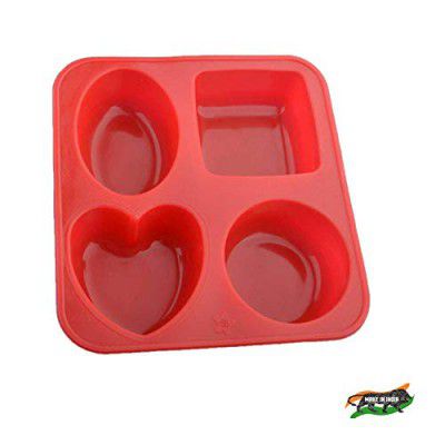 LEAWALL Silicone Circle, Square, Oval and Heart Shape Soap Cake Making Mould, Multicolor