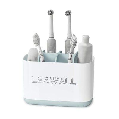 Leawall Toothbrush Holder, Toiletries Holder Stand Plastic Caddy Organizer for Tooth Paste & Tooth Brush | Toiletries Holder Stand Plastic Caddy Organizer(Gray)