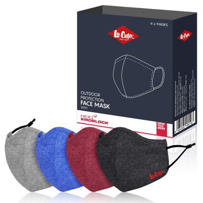 Lee Cooper Lightweight Multi-Layer Melange Face Mask (Pack of 4)