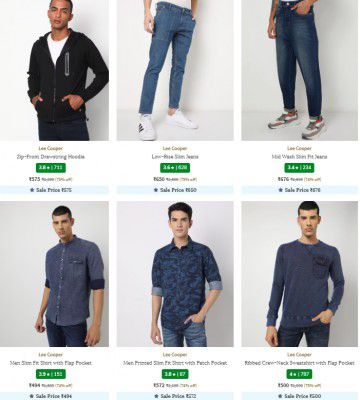 Lee Cooper Men’s Clothing Upto 75% off starting From Rs.500