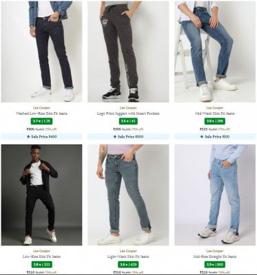 Ajio : Lee Cooper Men's Jeans Upto 75% Off | Starts ₹425