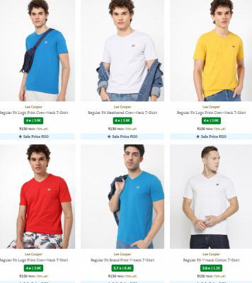 Ajio : Lee Cooper Men's T-shirts Starts ₹150