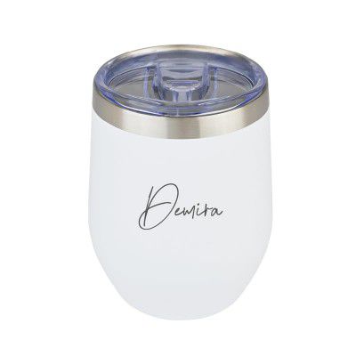 LEMONADE Personalized Travel Mug - Signature | Insulated Mug, Double Vacuum Insulated Travel Coffee Mug with Lid, 350ml (Stainless Steel - White)