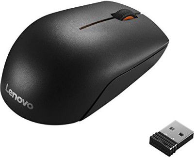 Lenovo 300 Wireless Compact Mouse, 1000 DPI Optical sensor, 2.4GHz Wireless Nano USB, 10m range, 3-button(left,right,scroll) upto 3M left/right clicks & 1yr battery, Ambidextrous, Ergonomic GX30K79401