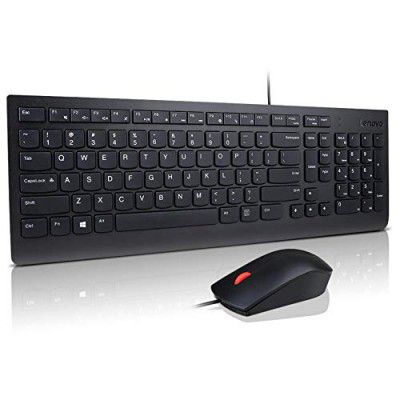 Lenovo Essential Wired Combo - Wired Keyboard and Mouse Set - USB - Black