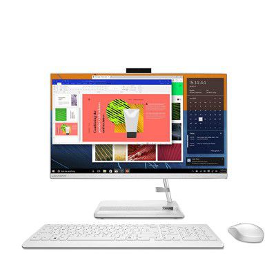 Lenovo IdeaCentre AIO 3 23.8 FHD IPS 3-Side Edgeless All-in-One Desktop (AMD Ryzen 5/8GB/512GB SSD/Win 11/MS Office 2021/AMD Radeon Graphics/720p Camera/Wireless Keyboard & Mouse/White), F0G100H3IN