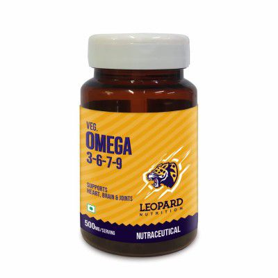 Leopard Nutrition Omega-3,6 ,7 & 9 Vegan and Vegetarian Fomula , 500mg , 60 Veg Capsules