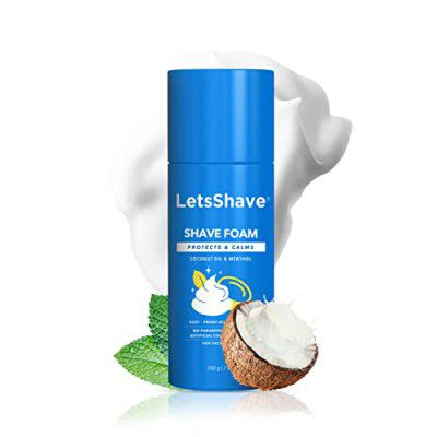 LetsShave Shave Sensitive Foam Menthol for Men - Coconut Oil Enriched - 200 g