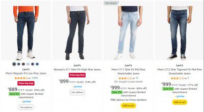 Levi's Men's Jeans Upto 74% Off