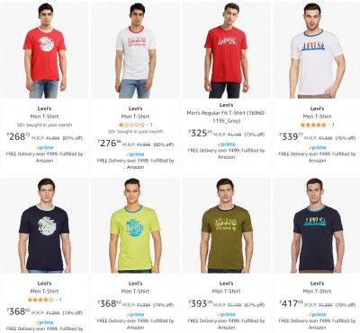 Levi's Men's T-Shirt Minimum 70% Off | Starts ₹274