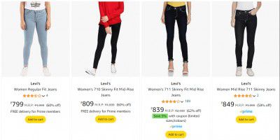 Levi's Women Regular Fit Jeans Upto 70% Off 