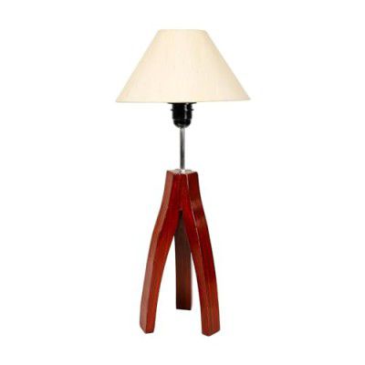 Lexton Cylindrical Designer Shade Table Lamp with Wooden Finish Base| Base Table Lamp for Bedroom | Living Room | Study Room | Bedside | Gifting Purpose (Coffee Shade Pack of 1)