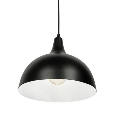 Lexton Single Head Black Dome Hanging Light, Pendant Light | for Bedroom, Kitchen, Restaurant, Indoor Outdoor or Home Decoration (Black, Pack of 1) (Bulb Not Included)