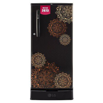 LG 185 L 4 Star Inverter Direct-Cool Single Door Refrigerator (GL-D199OERY, Ebony Regal, Base stand with drawer)