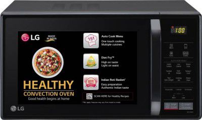 LG 21 L Health Plus Menu and Stainless Steel Cavity More Hygienic More Durable Convection Microwave Oven (MC2146BV, Black)