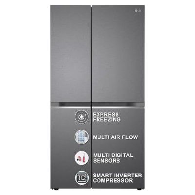 [Extra ₹12000 OFF] LG 655 L Frost-Free Inverter Side-By-Side Refrigerator (2023 Model, GL-B257HDSY, Dazzle Steel, Express Freeze | Multi Air-Flow)