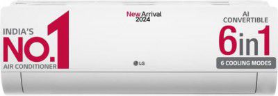 LG AI Convertible 6-in-1 Cooling 1 Ton 5 Star 4 Way Air Swing AC- White  (TS-Q14YNZE, Copper Condenser)