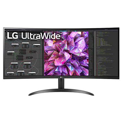 LG Electronics 34Wq60C Curved Ultrawide Monitor, 34 Inch IPS Qhd, Multitasking Ease, Color Calibrated - Display Port