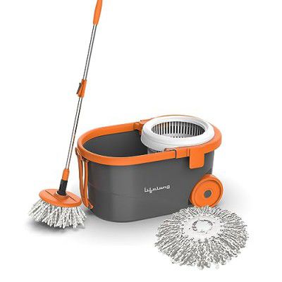 Lifelong 12L Spin Floor Mop Set with Bucket with 360 Degree Spinner, (Orange, LLMOP901)