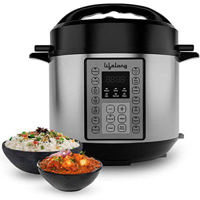 Lifelong 5L Electric Steam Pressure Cooker - Slow Cook Method Preserving Nutrients - For All Steam Cooked food Rice, Curries, Soup, Chicken, Idli - Added functions Yogurt, Sauté & Warm & 9 Presets