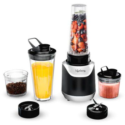 Lifelong 700 Watts Nutri Blender for Smoothie and Juices - 4 Bullet Jars 700 & 500ml - 100% Copper Motor Bullet Mixer Grinder for Kitchen - Smoothie Maker with Sipper Jar - Stainless Steel Blades