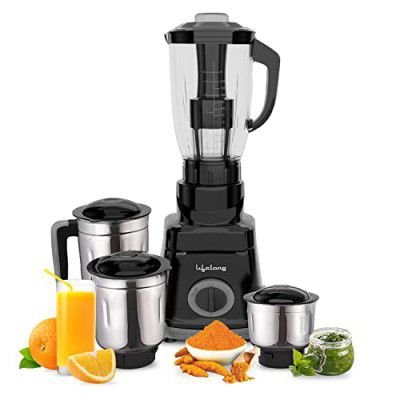 Lifelong 750 Watt Juicer Mixer Grinder, 4 Jars for Grinding, Mixing, and Juice at home, 1.5L Juicer with Fruit Filter (LLMG75, Black)