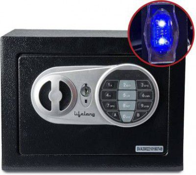 Lifelong 8.6 Litres Home Safe 0.3 Cubic Feet with Led Safe Locker (Digital, Key Lock, Keypad)