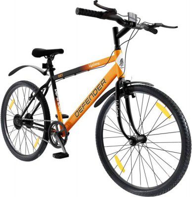 Lifelong Defender 26T with Rigid Fork 26 T Road Cycle (Single Speed, Black, Orange)