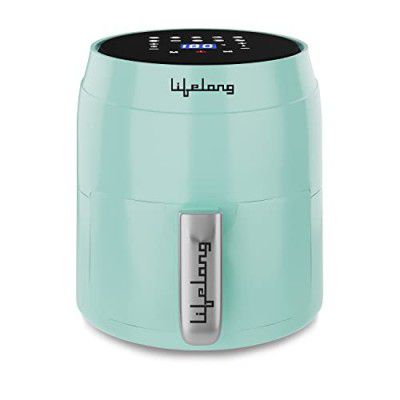 Lifelong Digital Air Fryer for Home - 3.5 Litre Airfryer with Touch Panel & 10 Pre-Set Menus- 1400 W Electric fryer with Hot Air Circulation (LLHFD322, Blue)