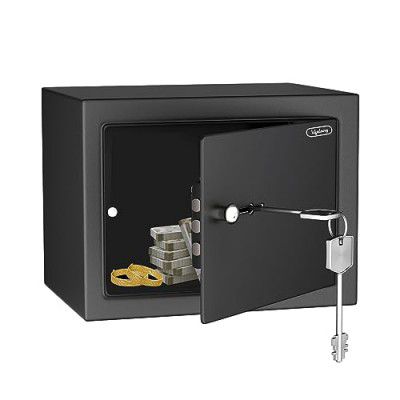 Lifelong Home Safe Locker with Key for Home, 8.6 Litre Capacity, 3 Live Bolts, 5mm Sturdy Metal Door (LLHSM01, Black)