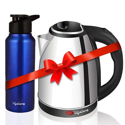 Lifelong LLEKBT01 Electric Kettle 1.5 Litre 1500W with Leak proof 750 ML Stainless Steel Bottle Combo