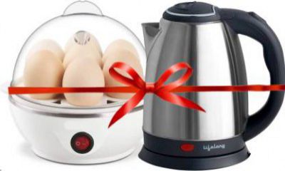 Lifelong LLEKEB01 1.5 L Electric Kettle (Silver) & Egg Boiler Super Combo