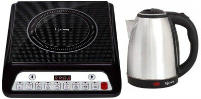 Lifelong LLIC30 Inferno 2000 Watt Induction Cooktop & LLEK15 Electric Kettle, 1.5 Litre, Silver, Standard