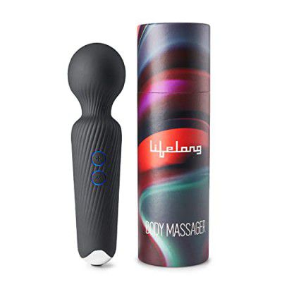 Lifelong LLM468 Rechargeable Wireless Body Massager Machine with 20 Vibration Modes, 8 Speeds and Water Resistant|Massager Machine for Full Body (1 Year Warranty, Black)