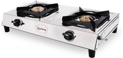 Lifelong Stainless Steel 2 Burner, ISI Certified Stainless Steel Manual Gas Stove