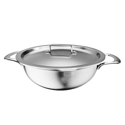 Lifelong Triply Stainless Steel 2.5 litres Kadai with Riveted Handles | Stainless Steel Lid | Induction and Gas Stove Friendly | LLTPK002