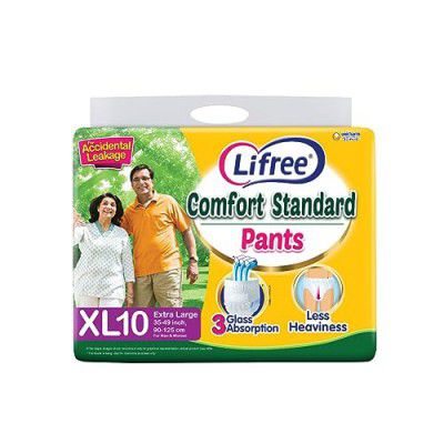 Lifree Extra Absorb Adult Diaper Pants Unisex, X-Large (XL), 10 Pieces, Waist size (90-125 cm | 35-49 Inches)