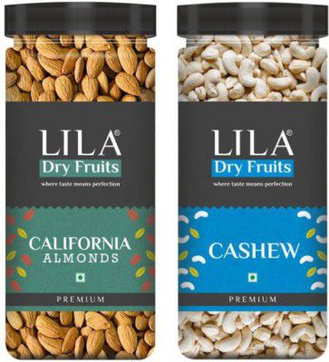 lila dry fruits PREMIUM COMBO| California Almonds and Cashews W-320 | Kaju Badam | Jar Pack 500g each Almonds, Cashews  (2 x 0.5 kg)