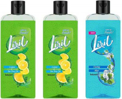 Liril Lemon and Tea Tree Oil Body Wash 250 ml + Cooling Mint Body Wash 250 ml  (3 x 250 ml)