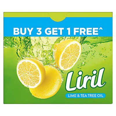 Liril Lime and Tea Tree Oil Soap, Refreshing Bathing Soap With Fragrance, 125 g (Buy 3 Get 1)