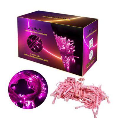 Litehom 10 Meter 36 LED Waterproof Decorative String Fairy Pixel Rice Lights Plug sourced |for Indoor & Outdoor Decorations, Diwali Lights for Decoration for Home (1, Pink)