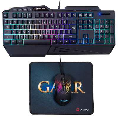 Live Tech GamR Gaming Keyboard Mouse Mousepad Combo RGB Keyboard Programmable Gaming Mouse & Mousepad