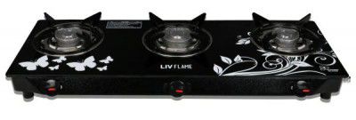 LivFlame Popular 3 Burner Design Toughened Glass Manual Gas stove