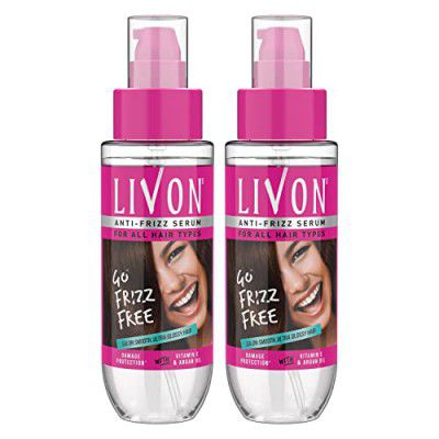 Livon Hair Serum for Women & Men| All Hair Types |Smooth, Frizz free & Glossy Hair | With Moroccan Argan Oil & Vitamin E | 100 ml (Pack of 2)