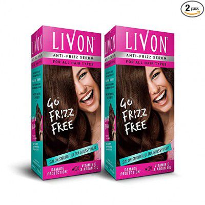 Livon Hair Serum for Women & Men| All Hair Types |Smooth, Frizz free & Glossy Hair | With Moroccan Argan Oil & Vitamin E | 100 ml (Pack of 2)