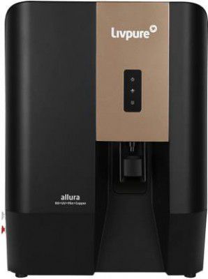 LIVPURE Allura - No Service Cost for 2.5 years - All Filters Included 7 L RO + UV + Copper Water Purifier  (Black)