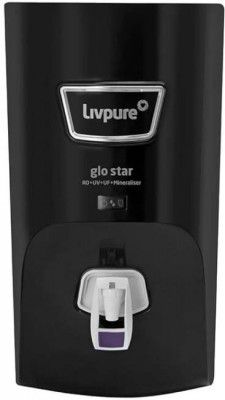 LIVPURE LIV-GLO-STAR-BLACK 7 L RO + UV + UF + Minerals Water Purifier  (Black)