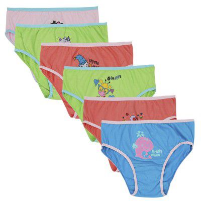 Longies Cotton Girls Outer Elastic Briefs (Pack of 6)