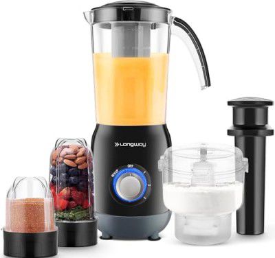 Longway Blend Pro 4 Jars Mixer Grinder & Power Blender with Stainless Steel Blades & ABS Plastic Body | 22000 RPM | 3 Years Warranty (600 W, Black)