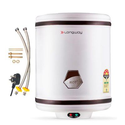 Longway Hotplus 25 Ltr 5 Star Rated Automatic Storage Water Heater for Home, Water Geyser, Water Heater, Electric Geyser with Multiple Safety System & Anti-Rust Coating (Ivory, 25 Ltr)